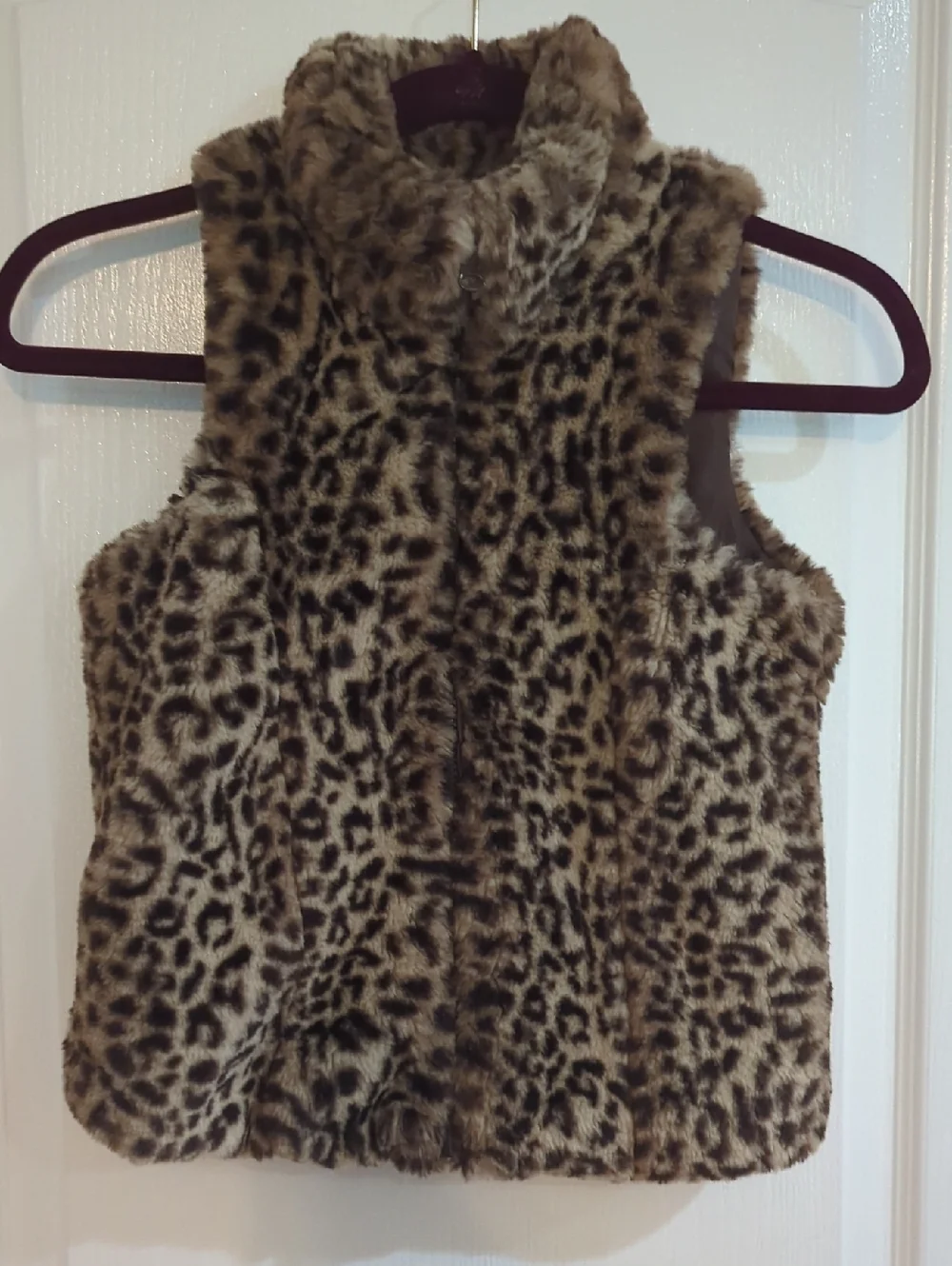 C&C California Faux Fur Leopard-Print Vest in Brown and Tan Size 10